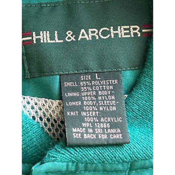 Vintage Hill & Archer Teal Green Bomber Style Zip Up Jacket Mens Size Large - Picture 3 of 7